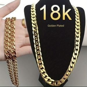 Men/Women 24" Stainless Steel 18K Gold P Miami Cuban Curb Link Chain